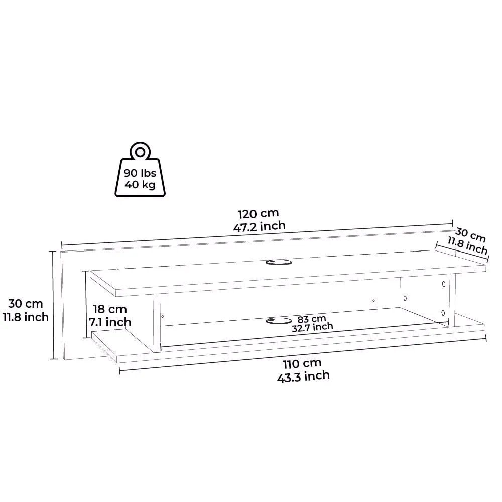 cm 30 Minimadecor schwarz cm Lucio cm x weiß x 120 Floating 30 oder TV-Schrank TV-Schränke