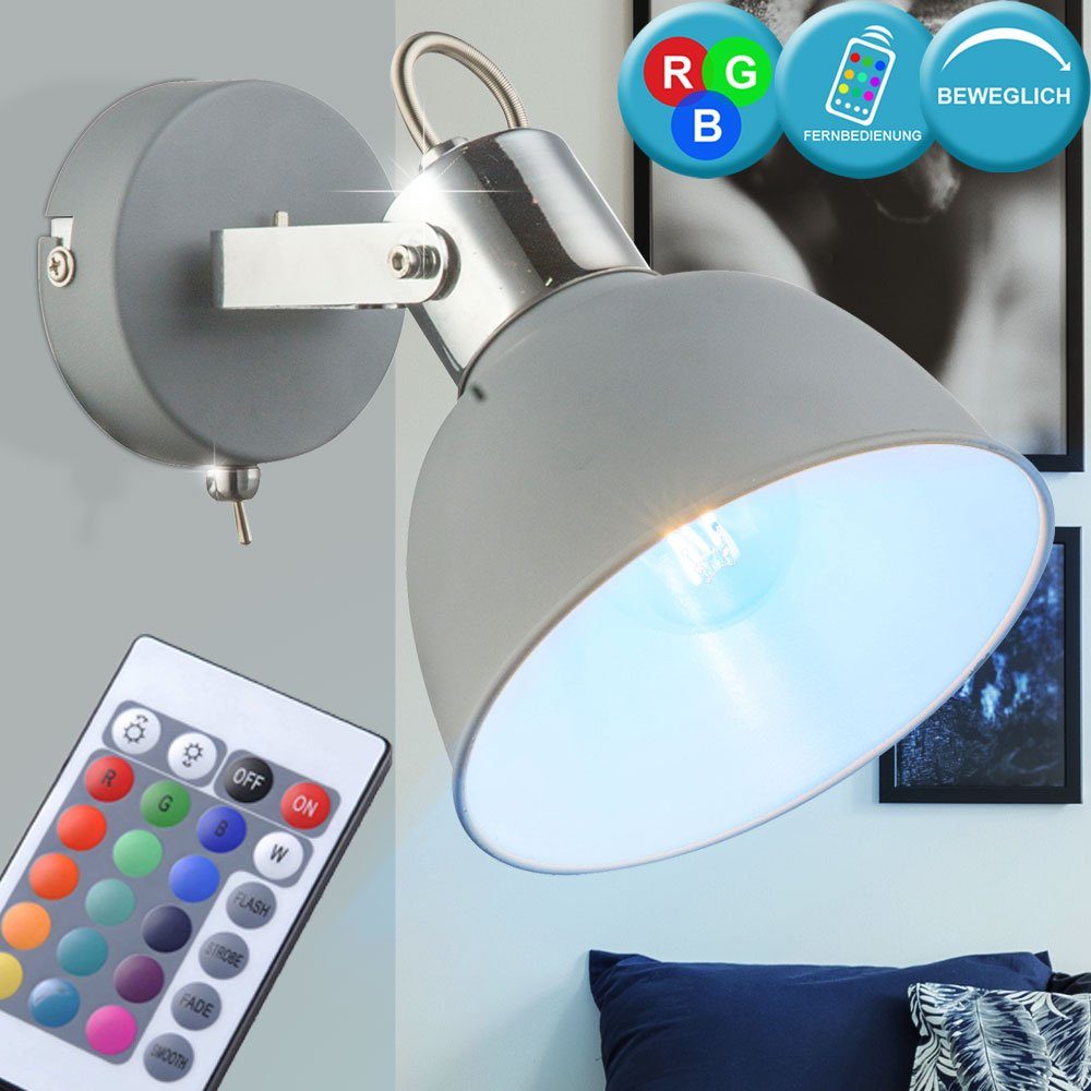etc-shop LED Wandleuchte, Leuchtmittel inklusive, Warmweiß, Farbwechsel, Retro Wand Lampe dimmbar Wohn Zimmer Fernbedienung Spot