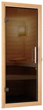 Karibu Sauna Soraja, BxTxH: 259 x 210 x 205 cm, 40 mm, (Set) 9-kW-Ofen mit integrierter Steuerung