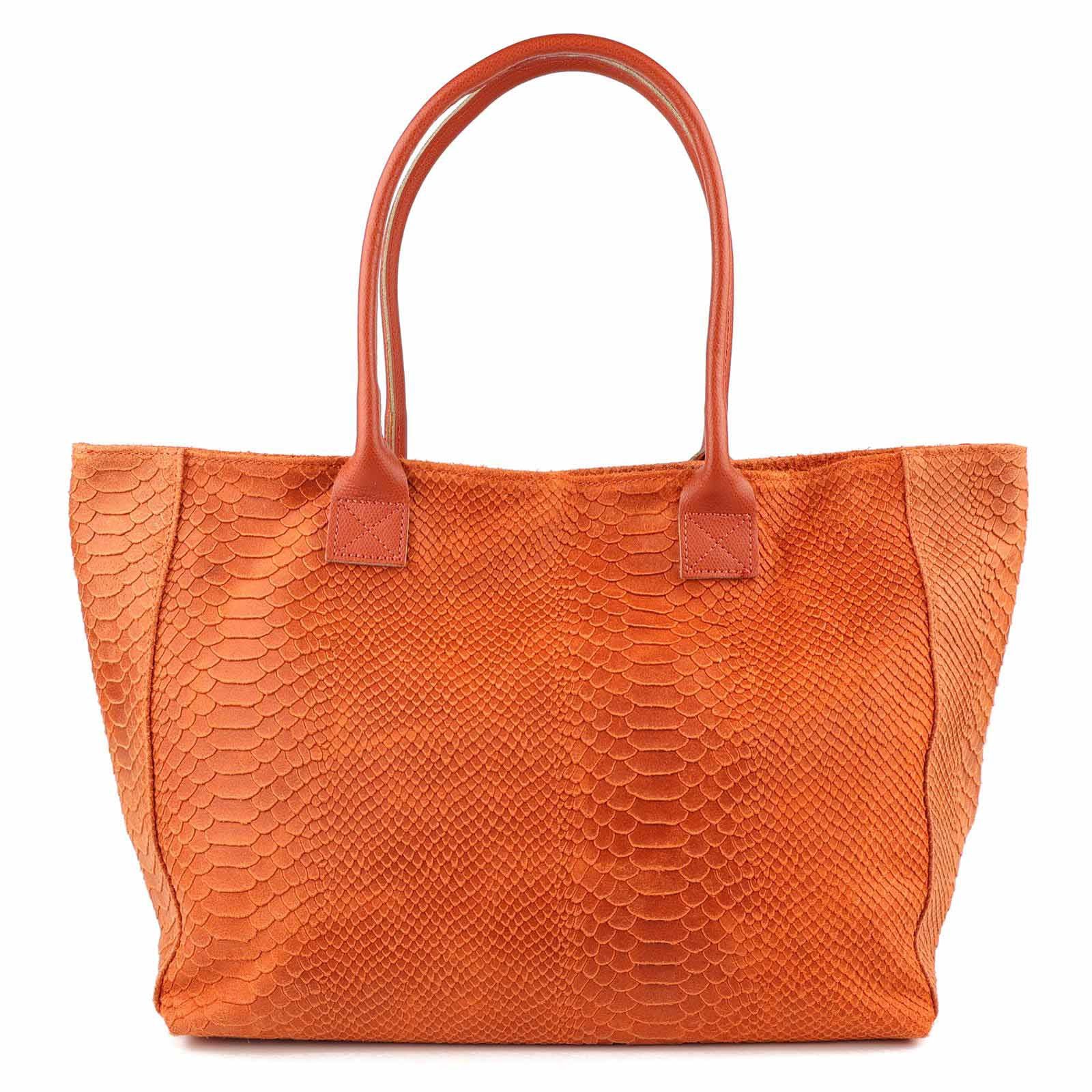 Shopper Made in Italy Damen Leder Tasche Schlange Prägung Tote Bag Handtasche