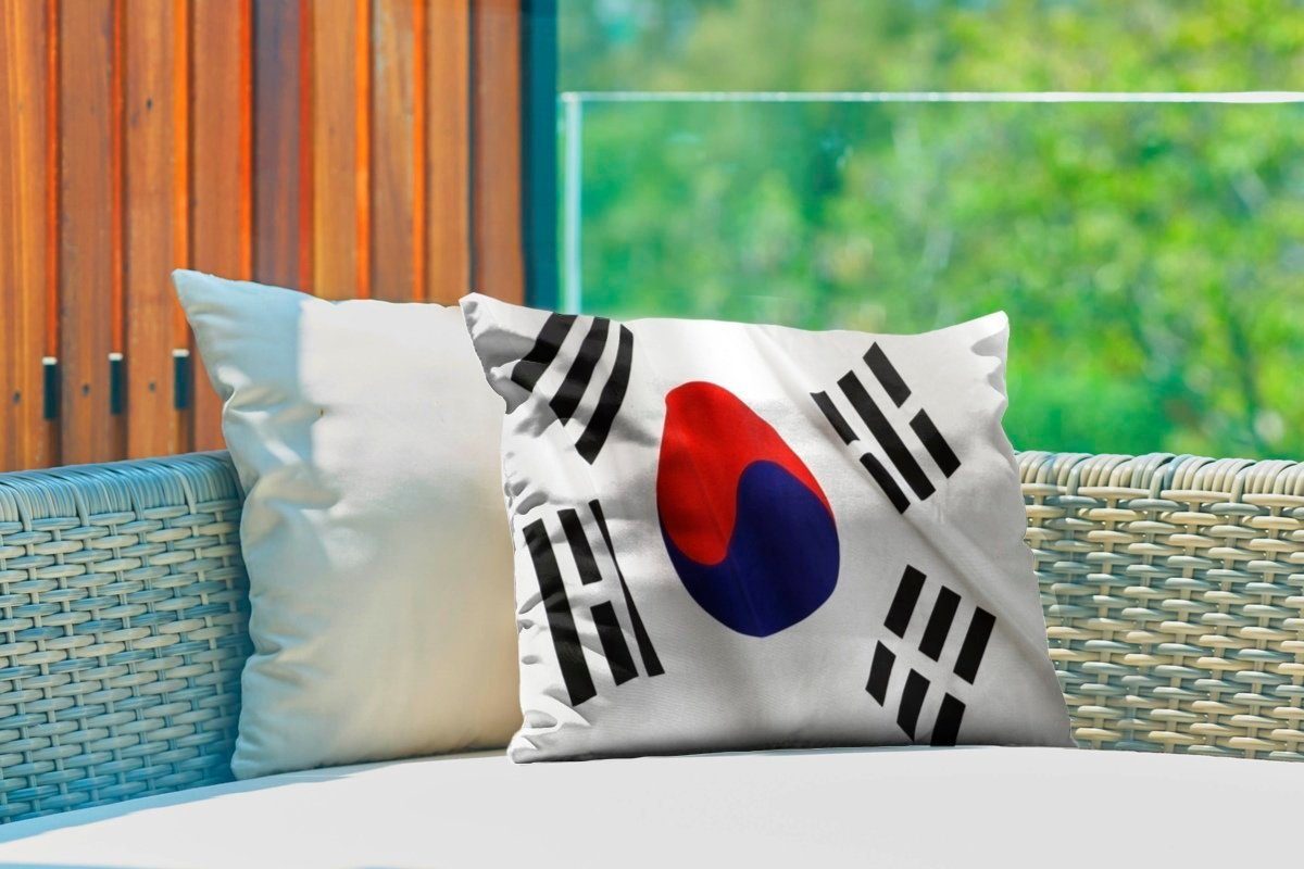 Dekokissen Polyester, von Outdoor-Dekorationskissen, Flagge Dekokissenbezug, Südkorea, Kissenhülle der MuchoWow Nahaufnahme