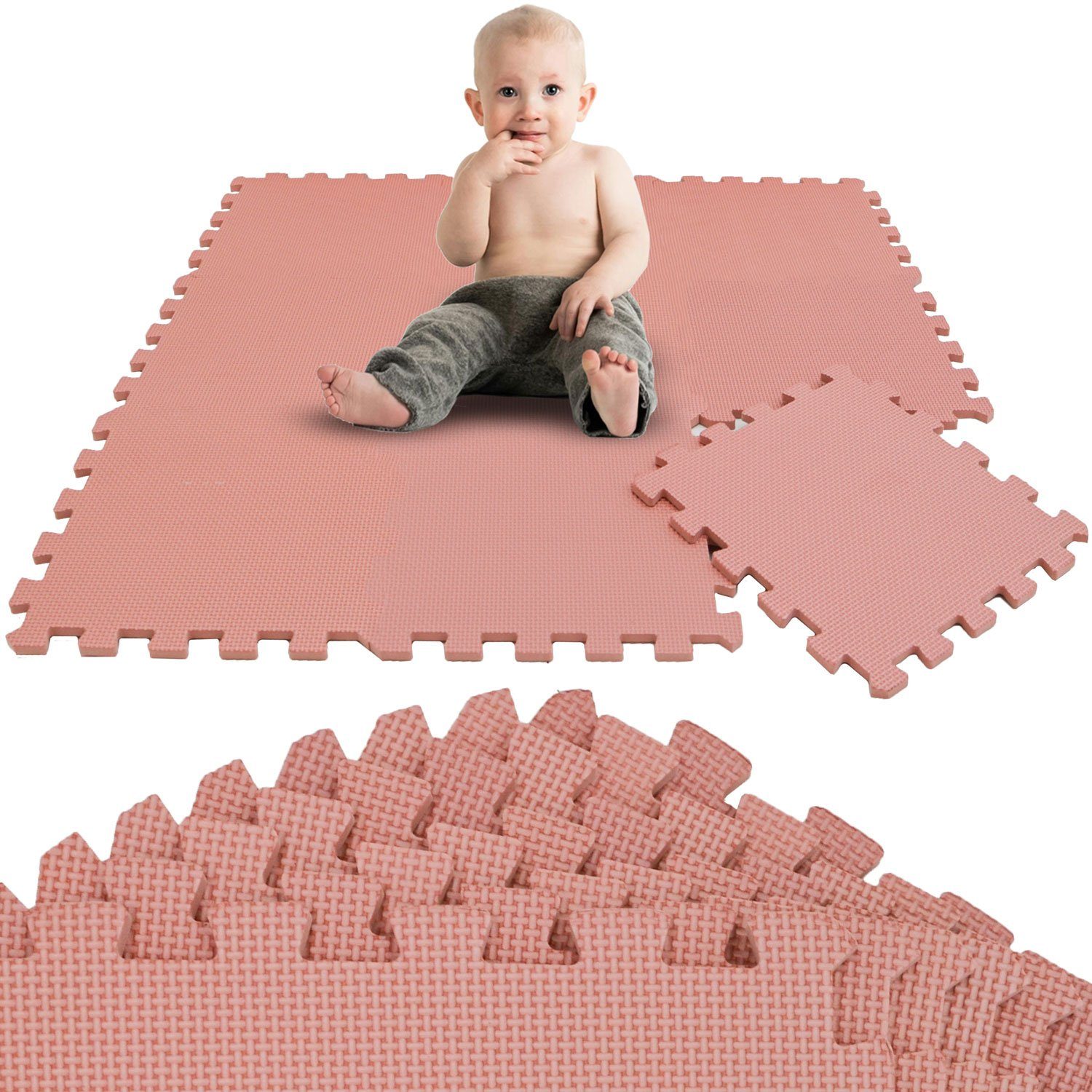 LittleTom Puzzlematte ab dem 1. Tag - 9 Teile Baby Spielmatte - 30 x 30 Kinder Krabbelmatte, Spielunterlage für Babys und Kleinkinder - Kinderzimmer Puzzleteppich