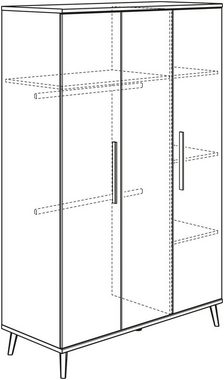 Transland Kleiderschrank NICKY, by PAIDI, 3-türig viel Stauraum mit Einlegeböden und Kleiderstange