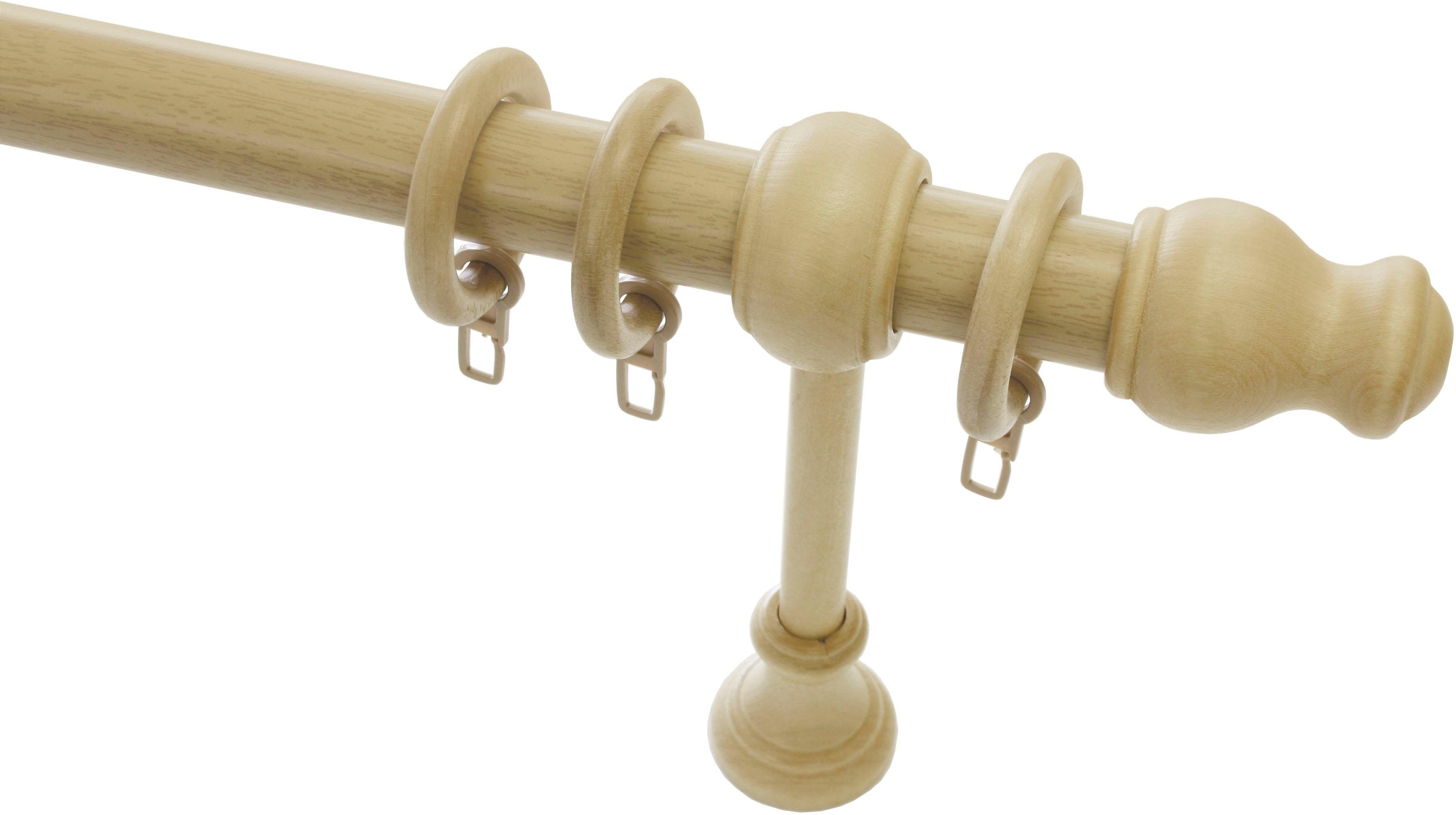 GARDINIA Gardinenstange Set Holz, Ø 28 mm, 1-läufig, Fixmaß, mit Bohren, verschraubt, Holzwerkstoff, 1-Lauf