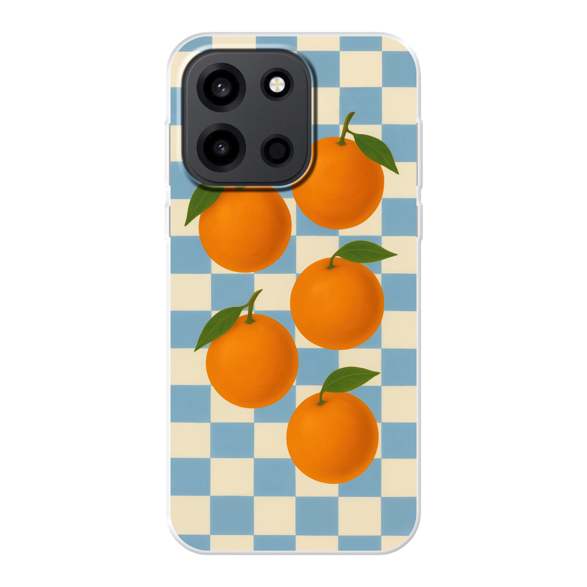 MuchoWow Handyhülle für OnePlus Turbo 6 5G Orangen - Blätter - Blockiert - Blau, Handy Case, Silikon, Bumper Case Dünn