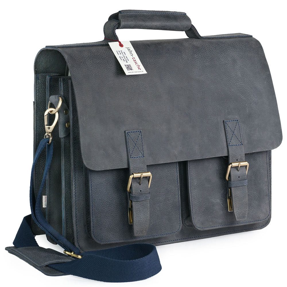 Jahn-Tasche Aktentasche Sehr Robuste Lehrertasche Leder, Blau-Schwarz, Jahn-Tasche 420-n