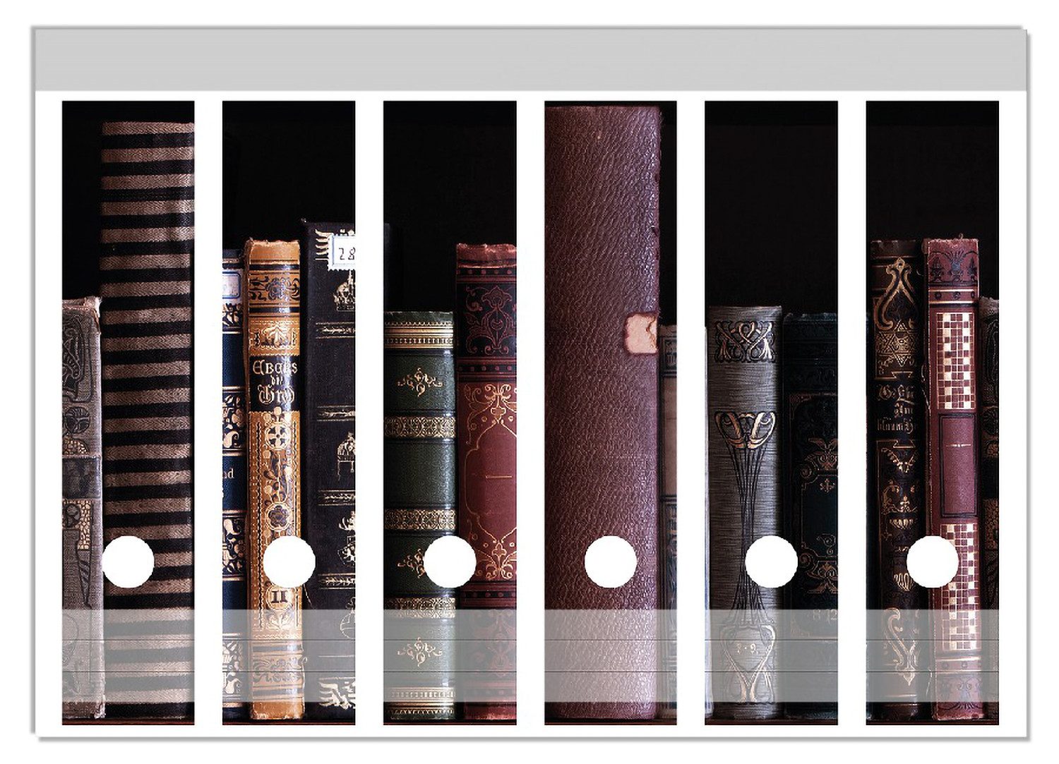 Wallario Etiketten Bücherregal mit alten Büchern, Ordnerrücken-Sticker in verschiedenen Ausführungen