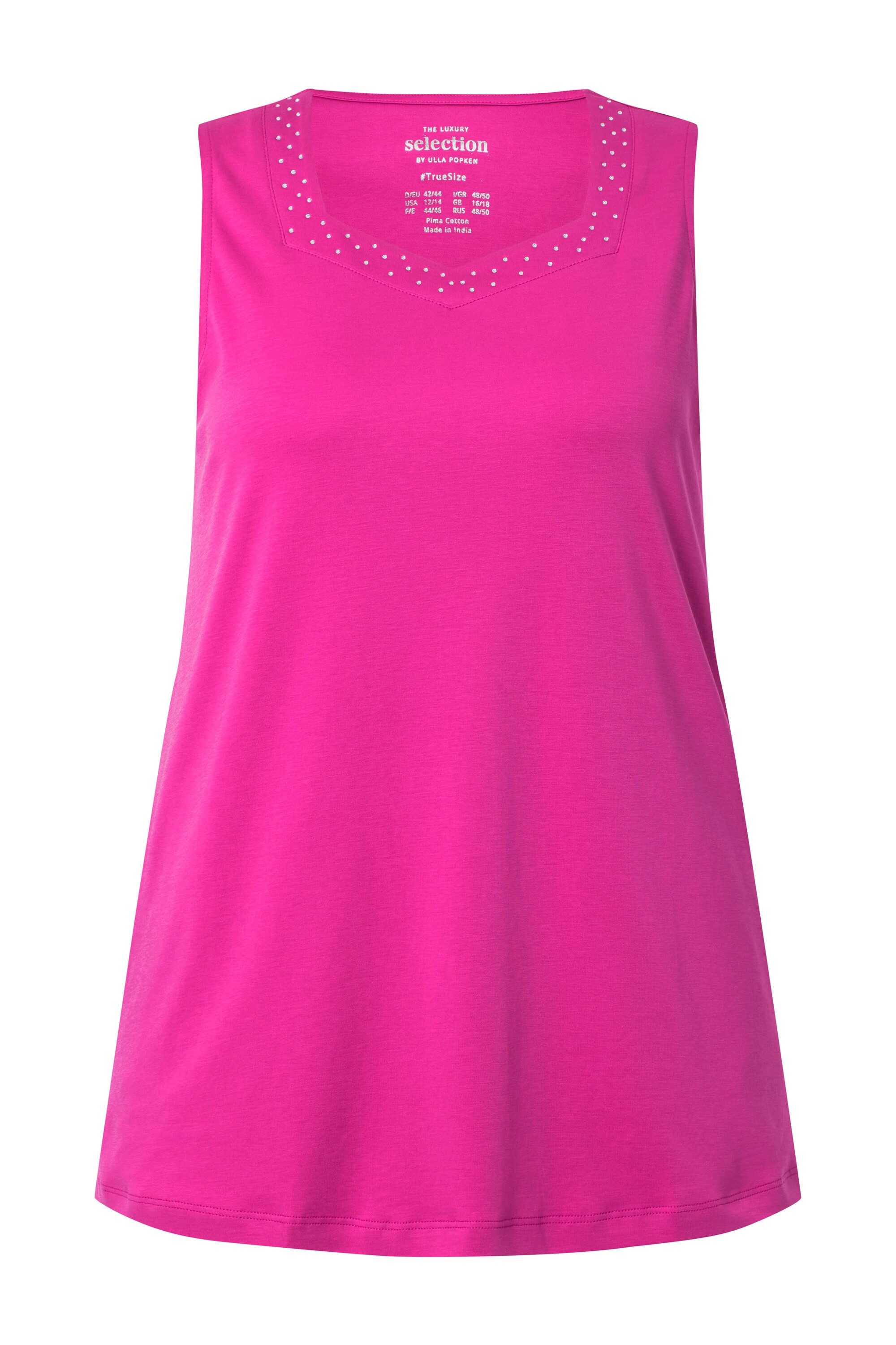 Ulla Popken Longtop Top A-Linie Herzausschnitt ärmellos Pima Cotton