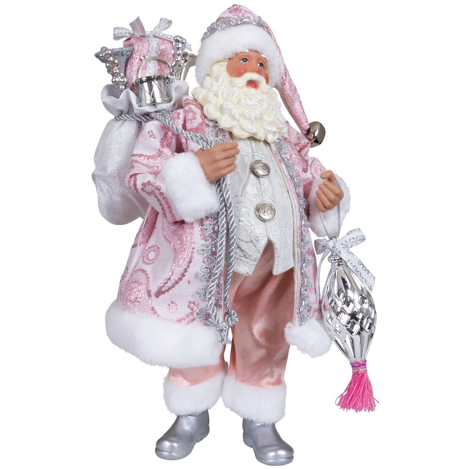 Christmas Paradise Weihnachtsmann Deko Figur 38 cm (Weihnachtsdeko, 1 St., stehend), rosa-silber