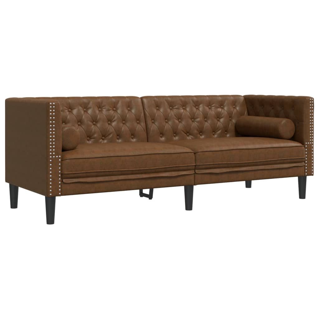 vidaXL Sofa Chesterfield-Sofa 3-Sitzer Braun Kunstleder günstig online kaufen