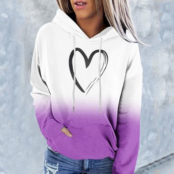 KIKI Ajourpullover Bedruckter Pullover-Hoodie für Damen – Oberteil mit Farbverlauf