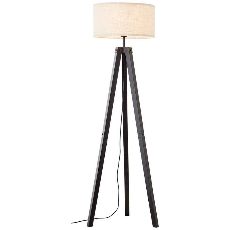 Brilliant Stehlampe Holbrook Standleuchte dreibeinig schwarz/beige, Holbrook Standleuchte dreibeinig schwarz/beige Holz/Textil Fußschalter