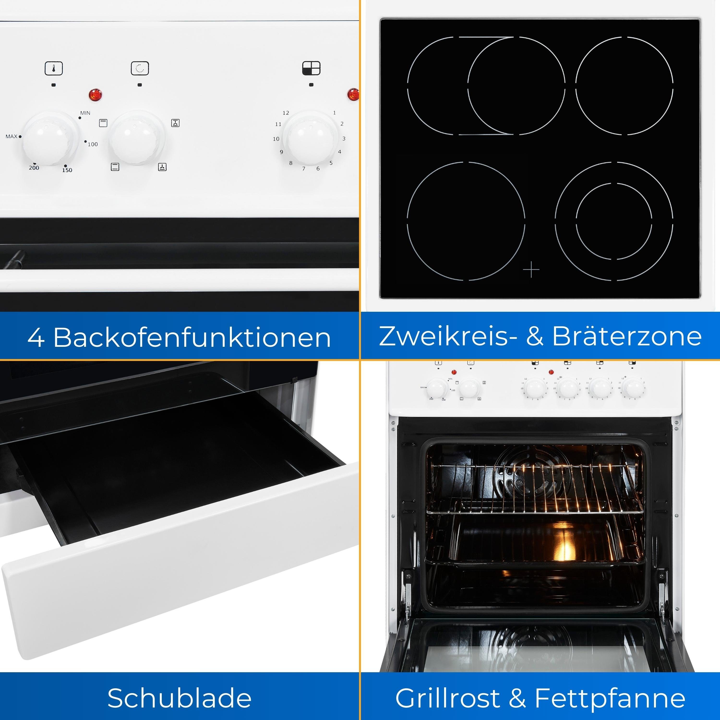 exquisit Elektro-Standherd ECM 6-4 BZ, Umluft, inkl. ausziehbarer Geschirrwagen