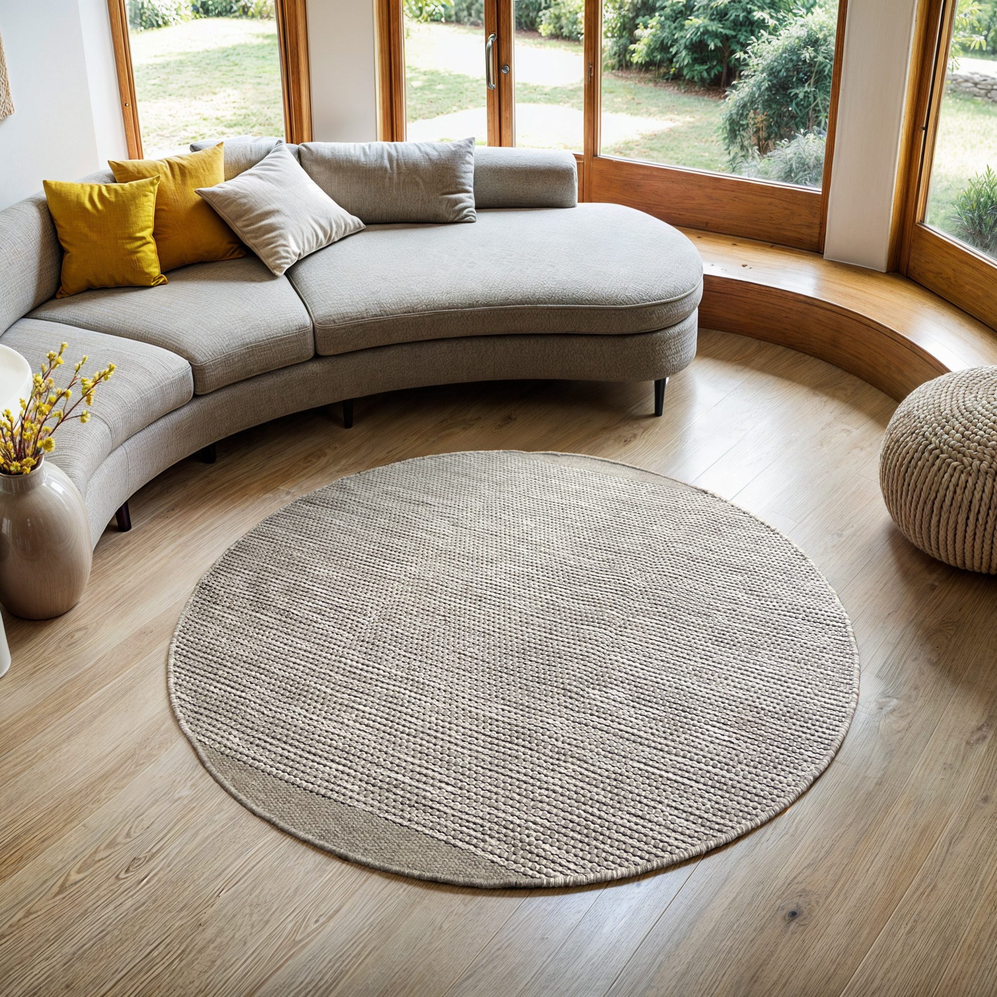 Myflair Möbel & Accessoires Wollteppich Anisa, rund, Höhe: 10 mm, Wendeteppich, meliert, reine Wolle, handgewebt, Wohnzimmer