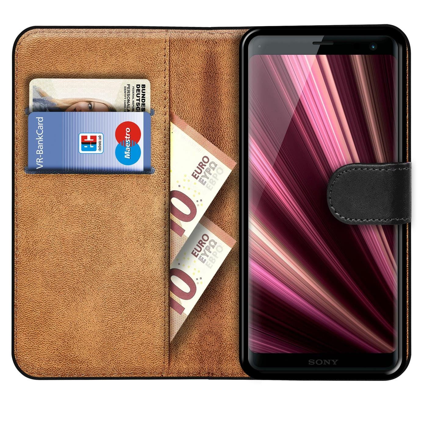 CoolGadget Handyhülle Wallet Klapp Tasche Book Case für Sony Xperia XZ3 6 Zoll, Hülle Klapphülle Flip Cover Etui Schutzhülle
