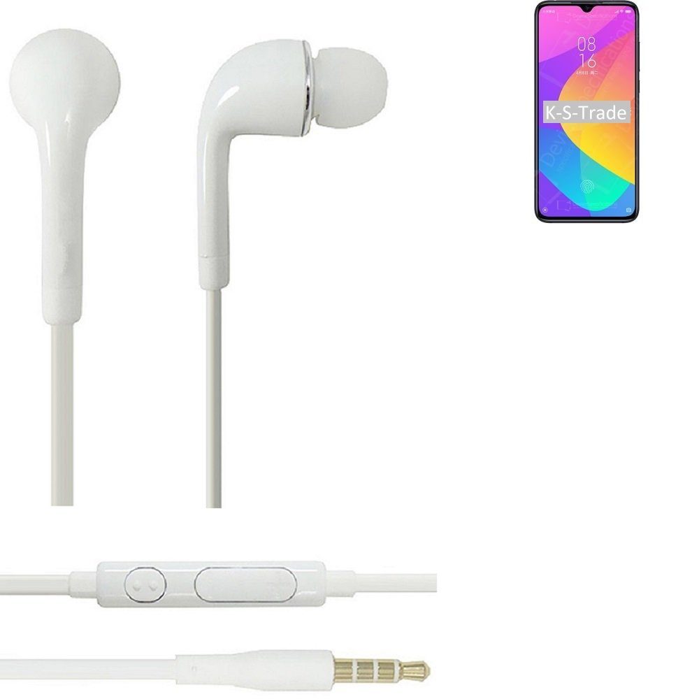 K-S-Trade für Xiaomi Mi CC9 Meitu Edition In-Ear-Kopfhörer (Kopfhörer Headset mit Mikrofon u Lautstärkeregler weiß 3,5mm)