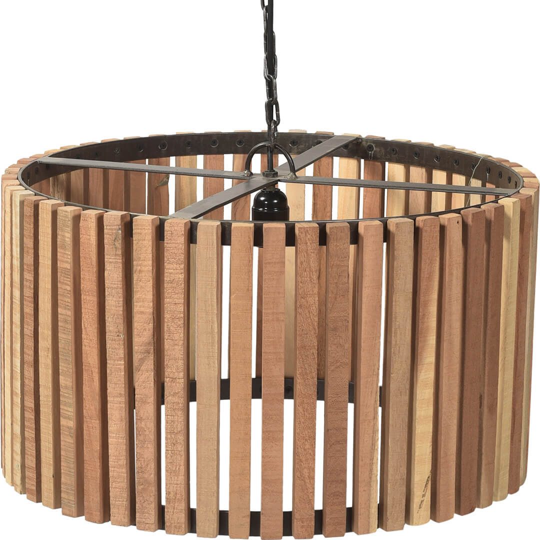 Trademark Lampenschirm Deckenleuchte aus einem Eisenrahmen mit recyceltem Holz ⌀ 53 cm