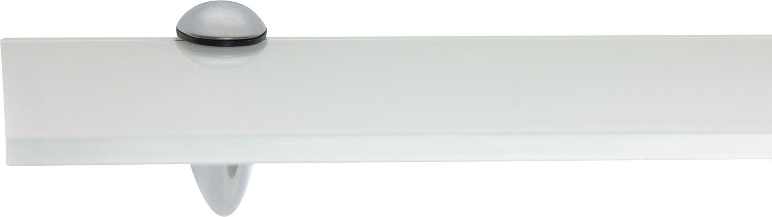 ib style Wandregal Glasregal 8mm eckig weiß 40 x 15 cm + CLASSICO Verchromt, ESG-Sicherheitsglas