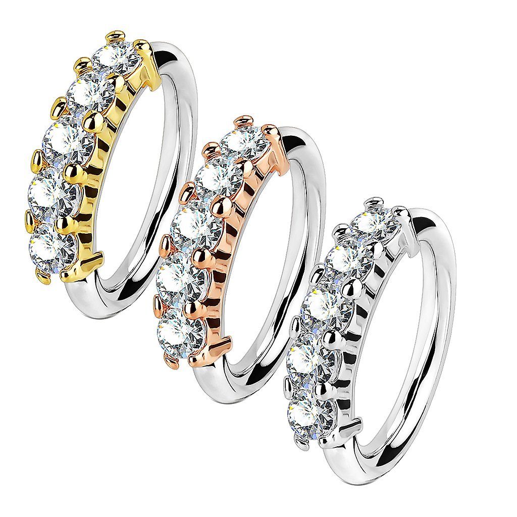 Taffstyle Nasenpiercing Piercing Ring mit 5 Kristallen Nasen Tragus Ohr, Ring Glitzer Lippen Ohr Nasenpiercing Ohrpiercing Nasenring Klemmring – Bild 4 von 5