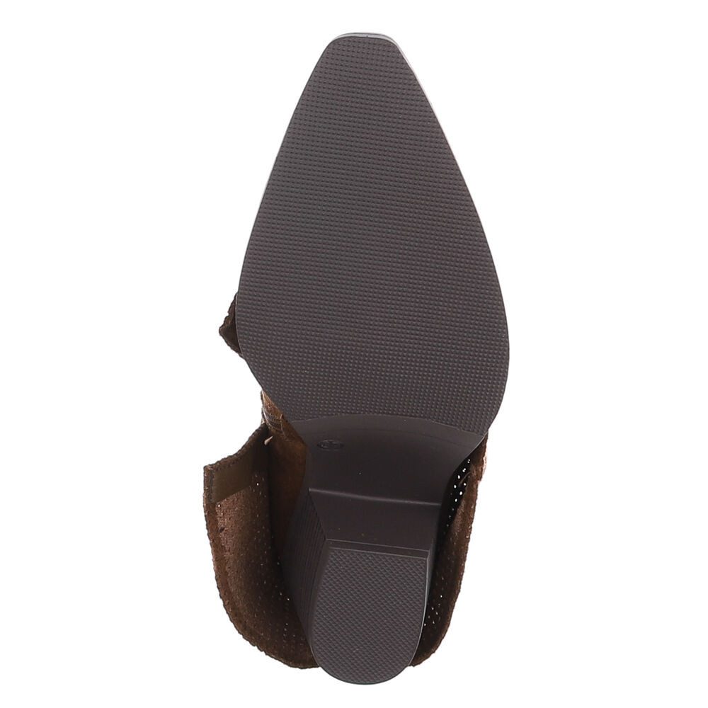 Ital-Design Eleganter perforierter Boot mit Riegelverschluss für Damen Westernstiefel (91261283) Blockabsatz Stiefel in Braun