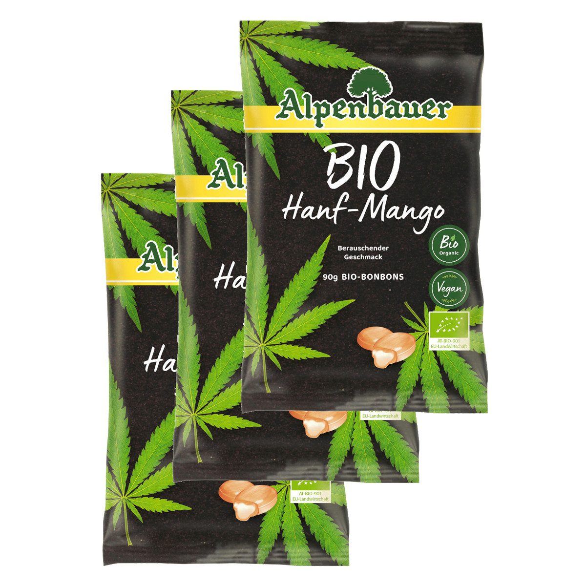 Alpenbauer Süßigkeit, Alpenbauer Bio Hanf Bonbons mit Mango Glutenfrei 90g 3er Pack