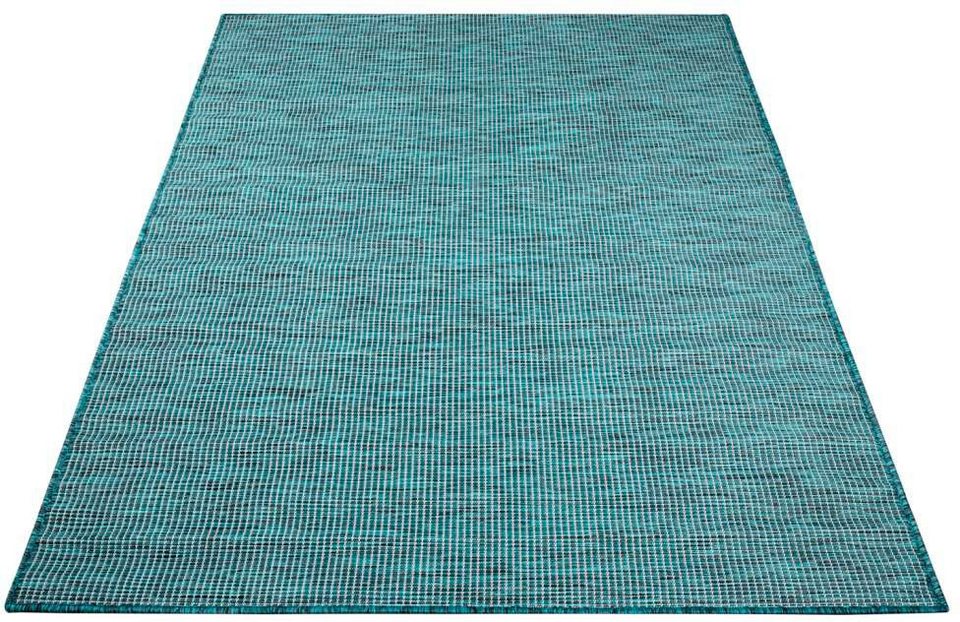 mm mm, flach 5 Teppich für gewebt, Terrasse, & UV-beständig, Balkon, City, Küche, 5 Carpet rechteckig, Gesamthöhe Palm, Wetterfest Höhe: