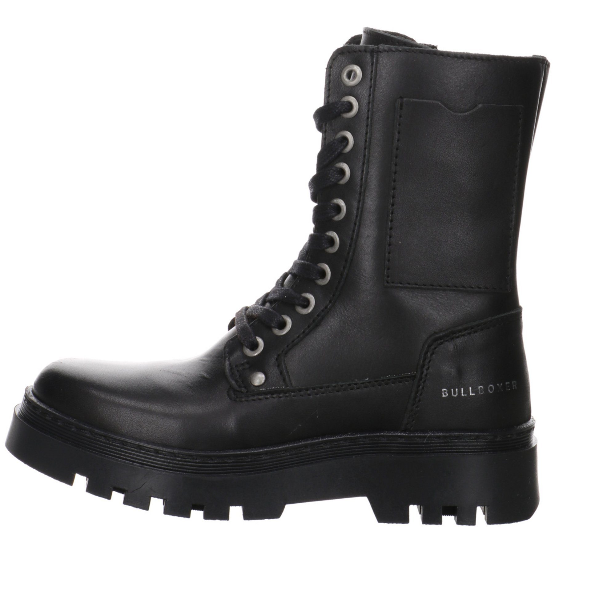 Glattleder dunkel schwarz uni Glattleder Boots Winterboots Bullboxer