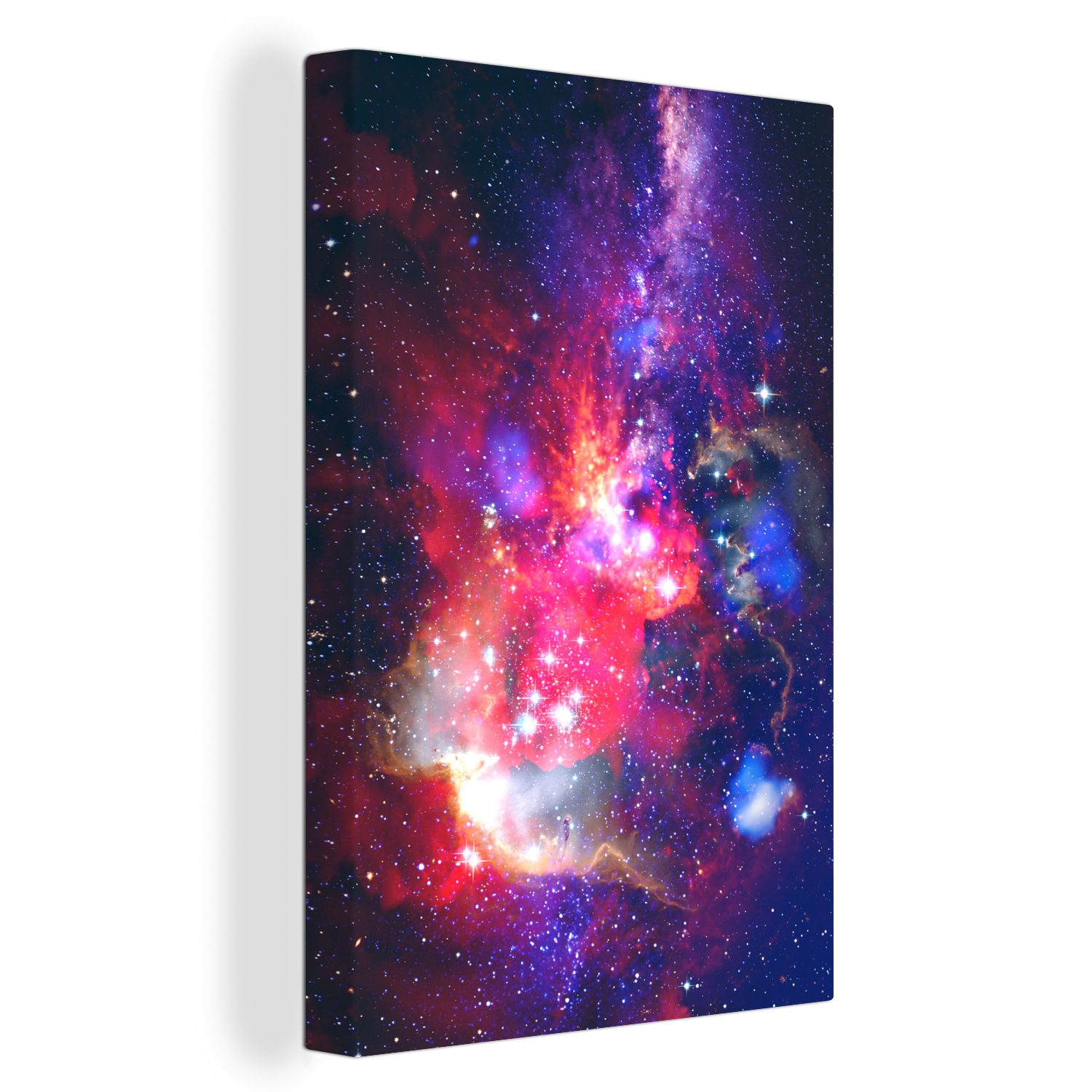 OneMillionCanvasses® Leinwandbild Sterne - Weltraum - Rot, (1 St), Leinwandbild fertig bespannt inkl. Zackenaufhänger, Gemälde, 20x30 cm