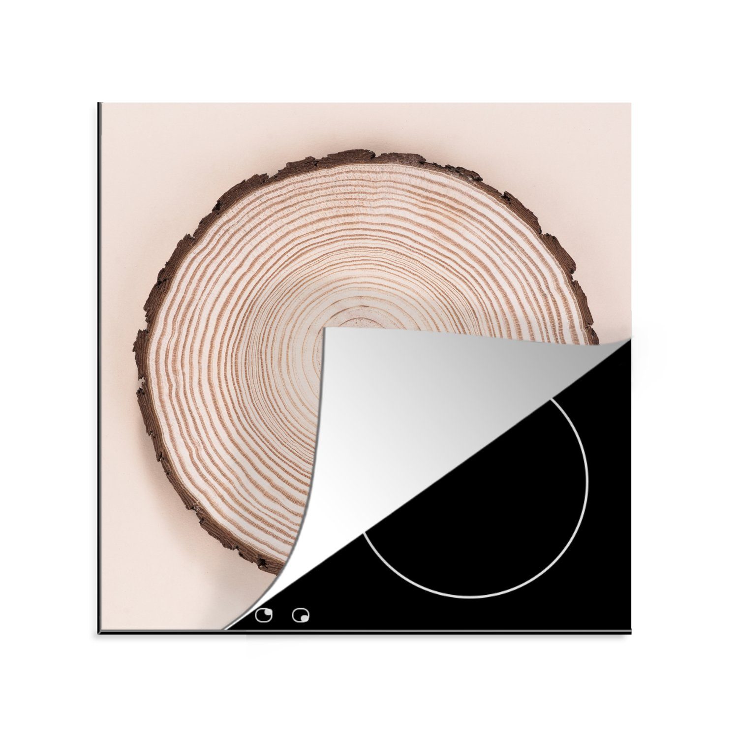 cm, 78x78 tlg), Jahresringe (1 Vinyl, Ceranfeldabdeckung, Herdblende-/Abdeckplatte MuchoWow eines küche Baumstamms, für Die Arbeitsplatte