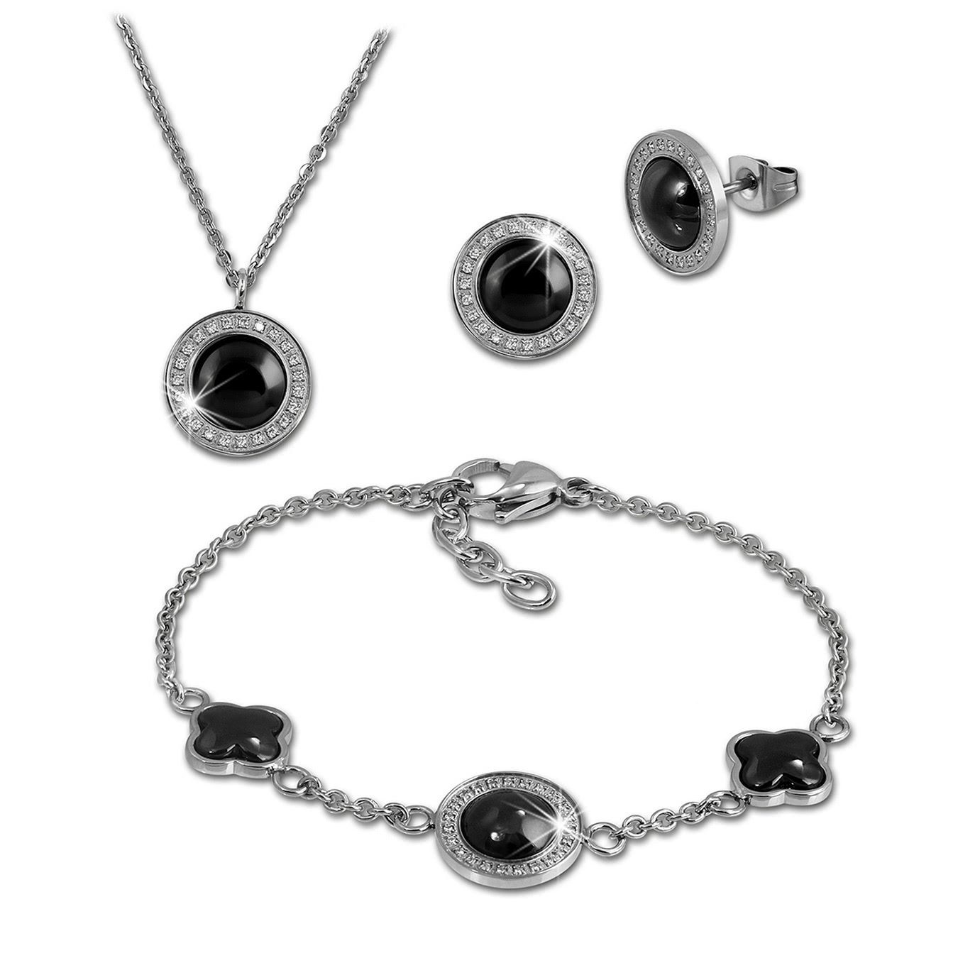 Amello Schmuckset Amello Edelstahlschmuckset Keramik Rund günstig online kaufen