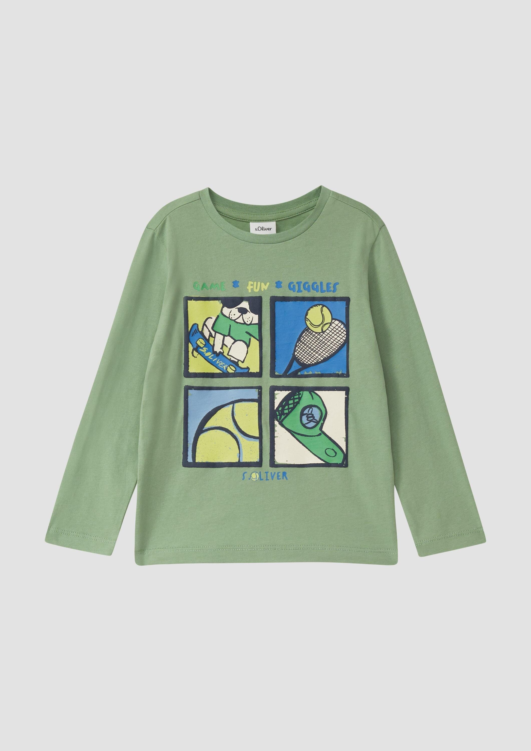 s.Oliver Langarmshirt T-Shirt Langarmshirt mit Frontprint