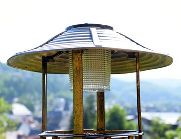 etc-shop Vogeltränke, Design Vogel Tränke Brunnen SOLAR LED Beleuchtung Außen Dekoration