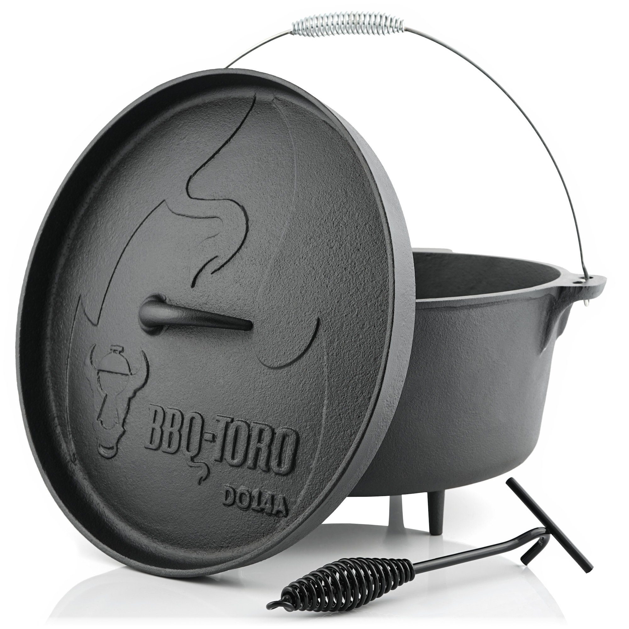BBQ-Toro Grilltopf Dutch Oven DO14A, 13,3 L Alpha Gusseisen Kochtopf, Gusstopf, Gusseisen (3-tlg)