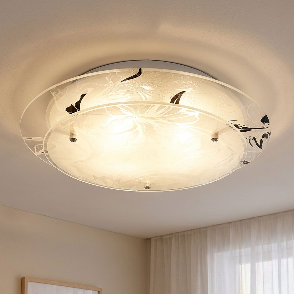 GLOBO LIGHTING Deckenleuchte, Leuchtmittel nicht inklusive, Glas Deckenleuchte rund Deckenlampe E27 Küchenlampe modern