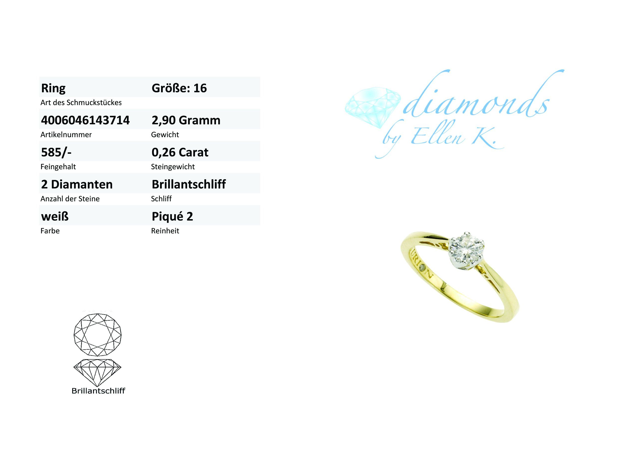 Diamonds by Ellen K. Fingerring Gold 585 zweifarbig mit Diamant 0,25ct.