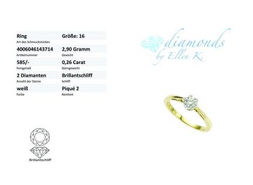 Diamonds by Ellen K. Solitärring 585 Gold zweifarbig Brillant 0,25ct.