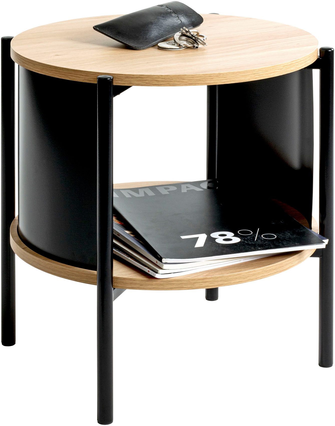 HAKU Beistelltisch Nachtkonsole, Sofatisch, Wohnzimmertisch (1-St), rund - aus MDF Braun - Ø/H 44/44 cm