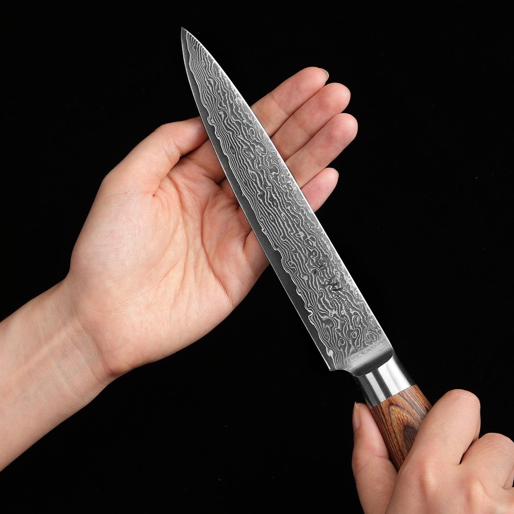 Wakoli Fleischmesser EDIB Pro Damast Tranchiermesser Kochmesser 17cm Klinge Pakkaholzgriff, Aus 67 Lagen Damaststahl, VG-10 Stahlkern