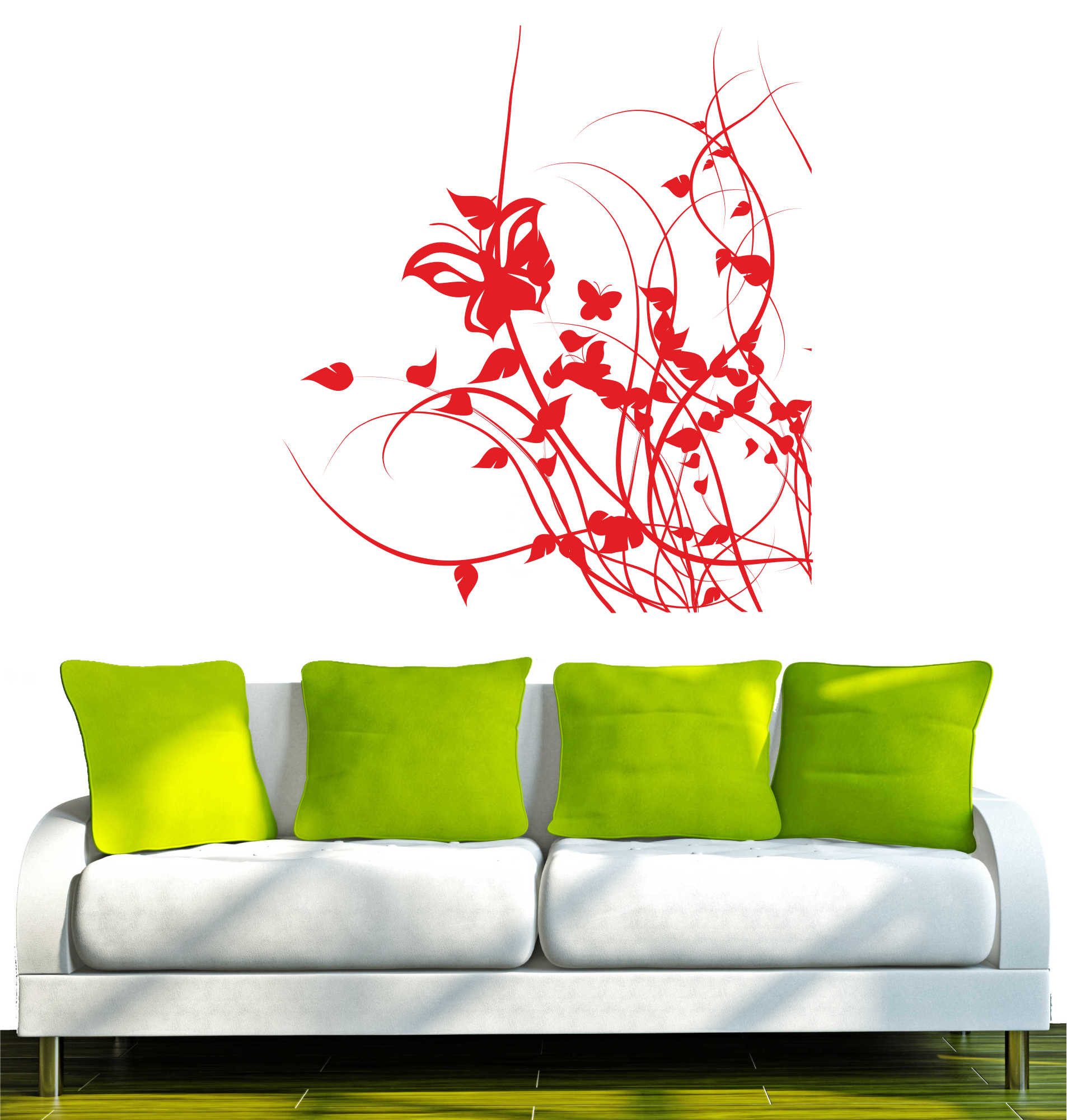 INDIGOS UG Wandtattoo Wandtattoo - Wandaufkleber - w207 Baum Blume Ranke Wandaufkleber