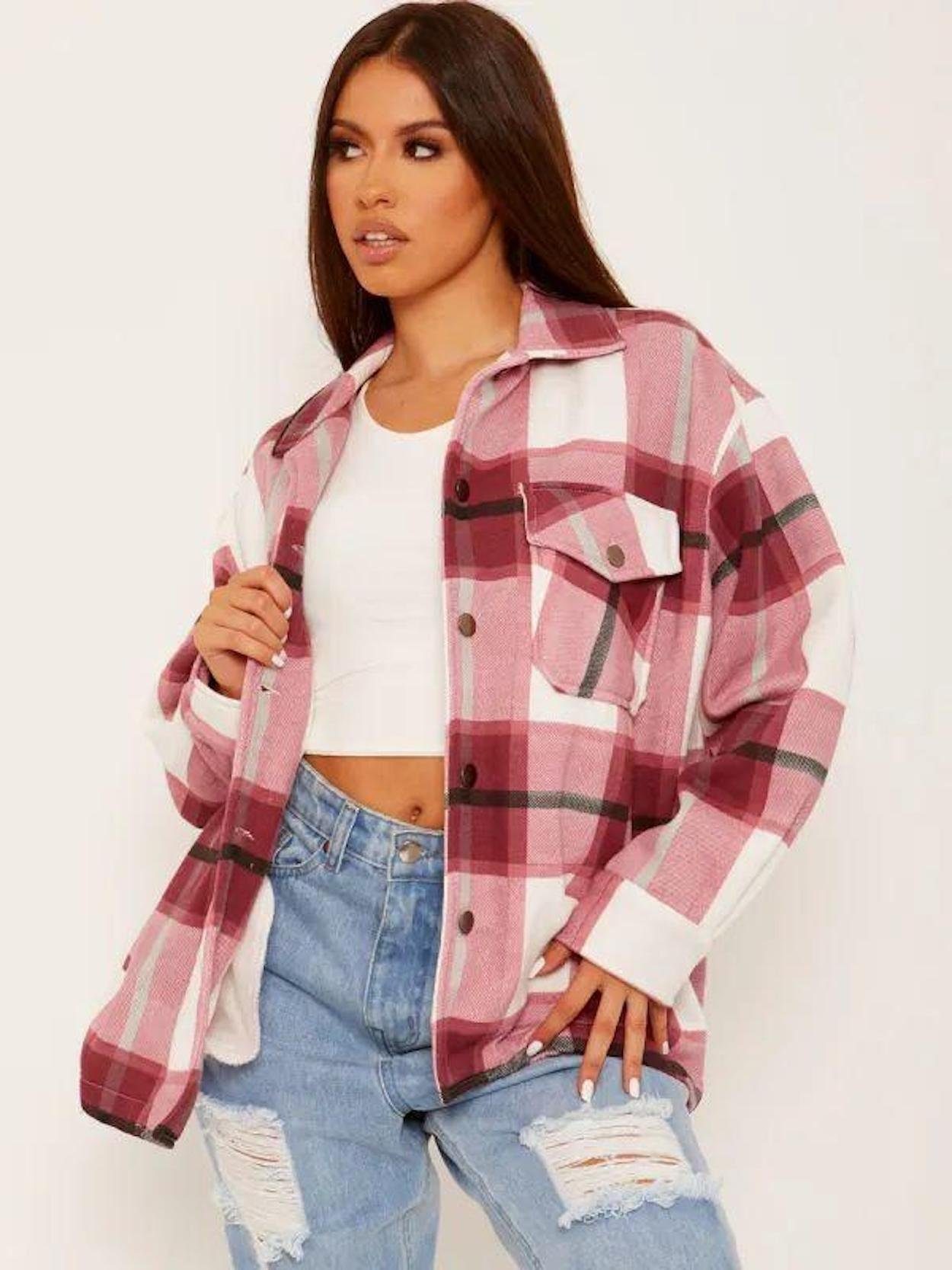 Worldclassca Flanellbluse Worldclassca Oversized Karo Hemd Hemdjacke Kariert Holzfällerhemd