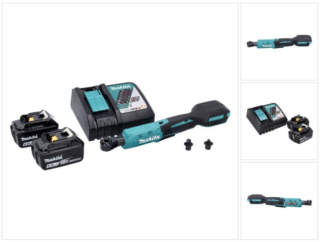 Makita Umschaltknarre DWR 180 RG Akku Ratschenschrauber 18 V 47,5 Nm 1/4" 3/8" + 2x Akku