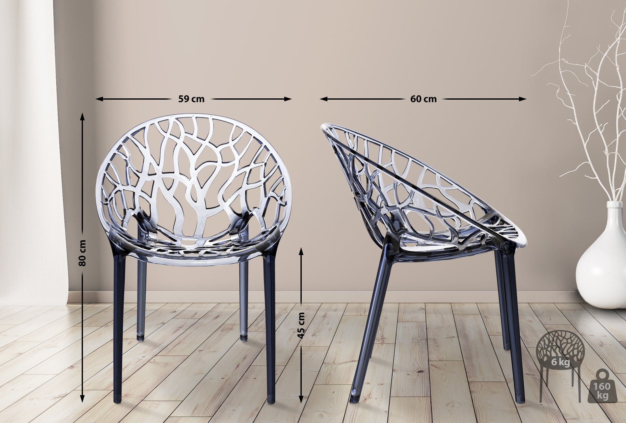 CLP Gartenstuhl Crystal, Outdoor, Kunststoff, stapelbar günstig online kaufen