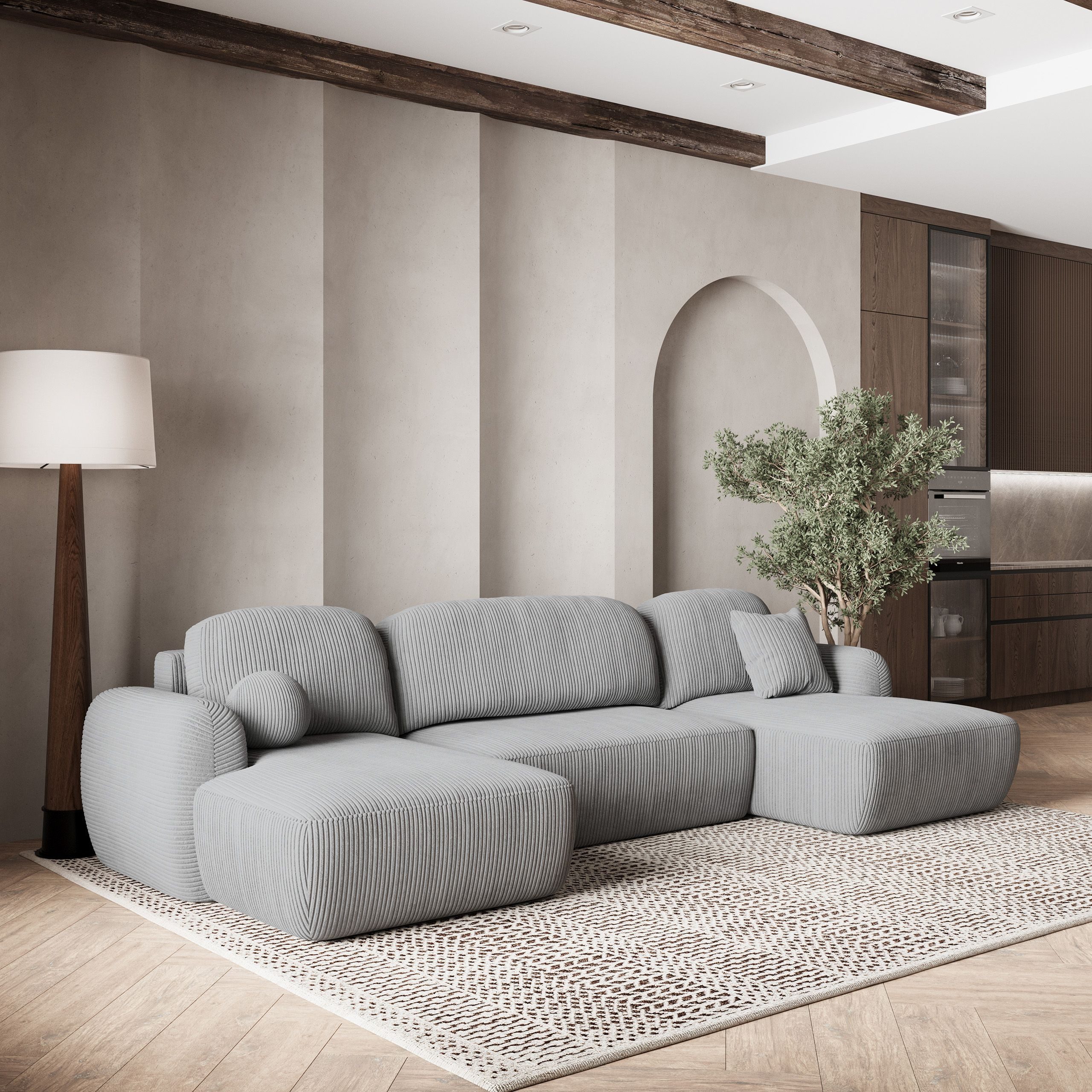 Masseno Ecksofa SAVONA mit Schlaffunktion U-Form, Sofa mit Bettkasten