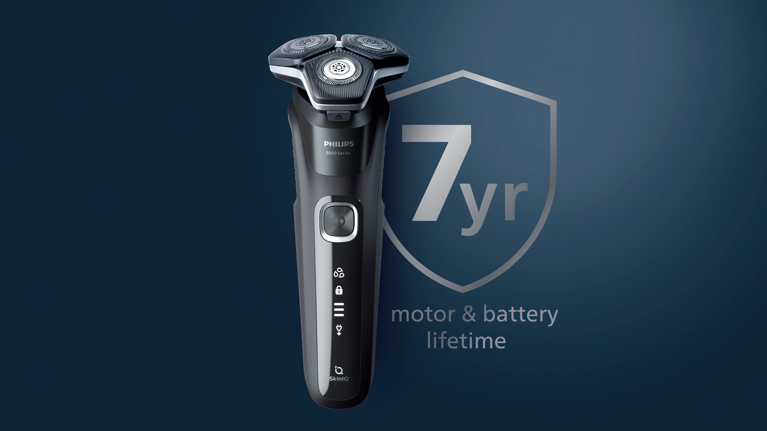 Philips Elektrorasierer Shaver Series mit Technologie Ladestand, ausklappbarer Präzisionstrimmer, 5000 SkinIQ Etui, S5885/35