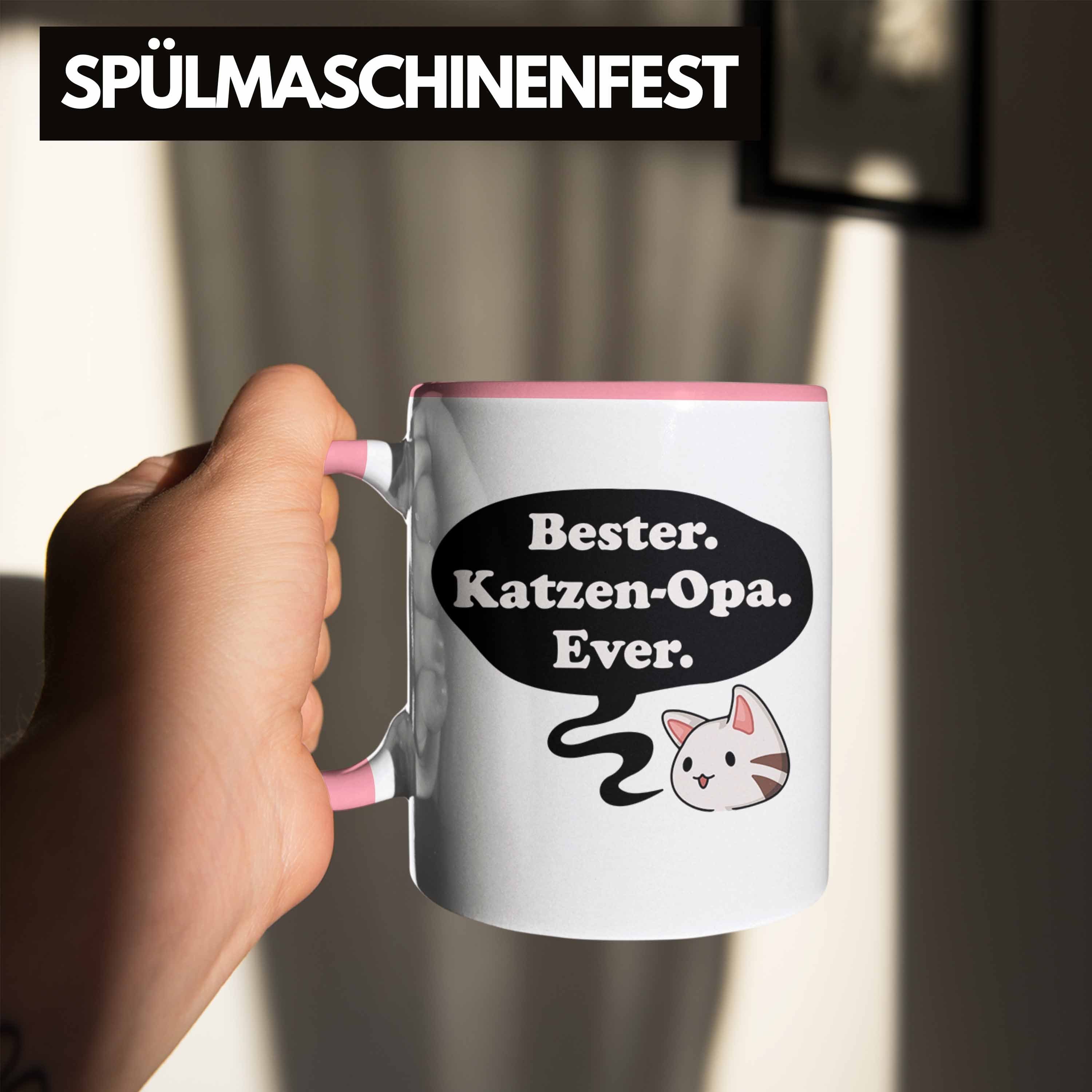 Tasse - für Tasse Opa Katzenbesitzer Großvater Trendation Geschenke Spruch Katzen mit Opa Trendation Kaffeetasse Vatertag Lustige Geburtstag Rosa