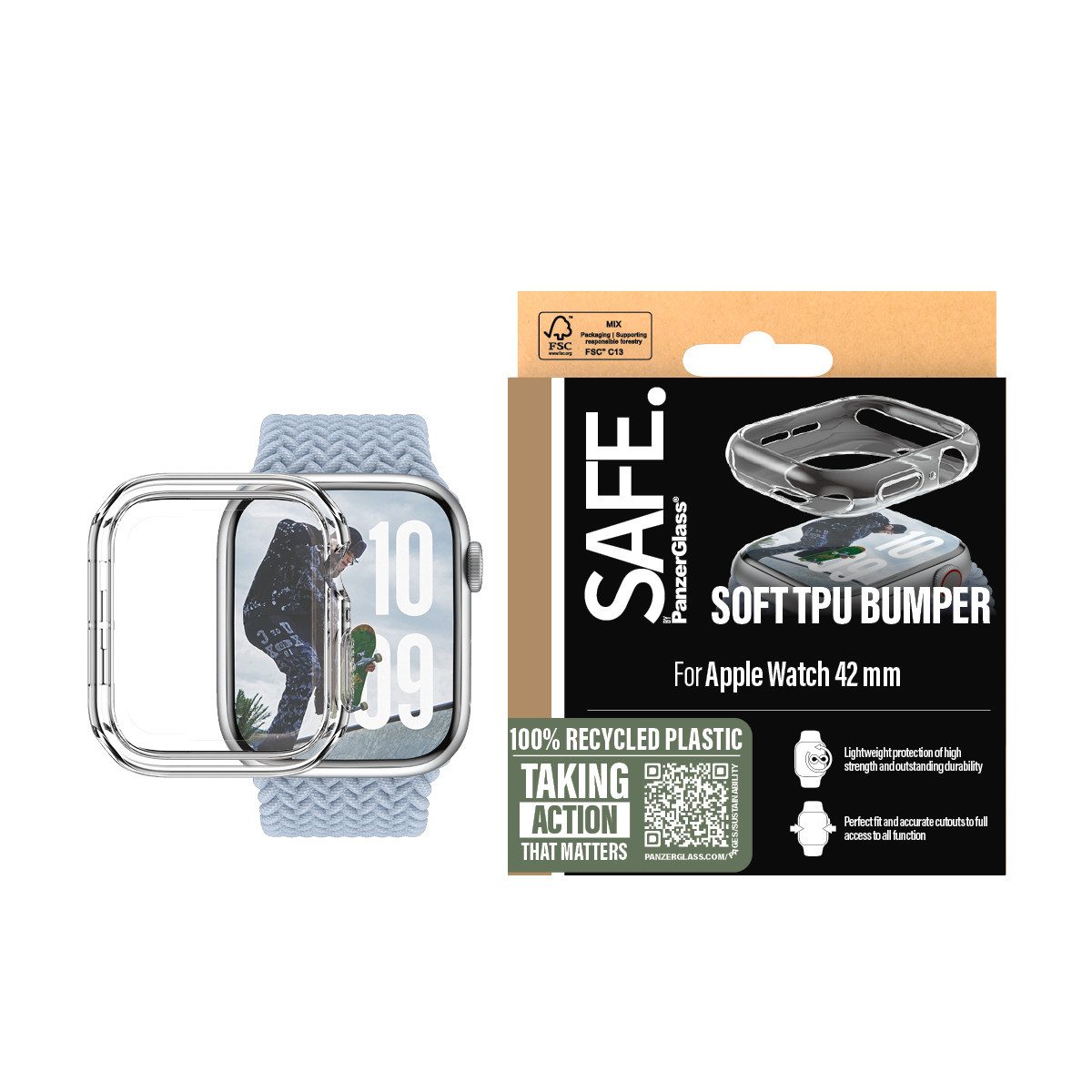 SAFE by PanzerGlass Handyhülle TPU Bumper für Apple Watch 10 42mm, Backcover, Schutzhülle, Handyschutzhülle, Case, Schutzcase, stoßfest