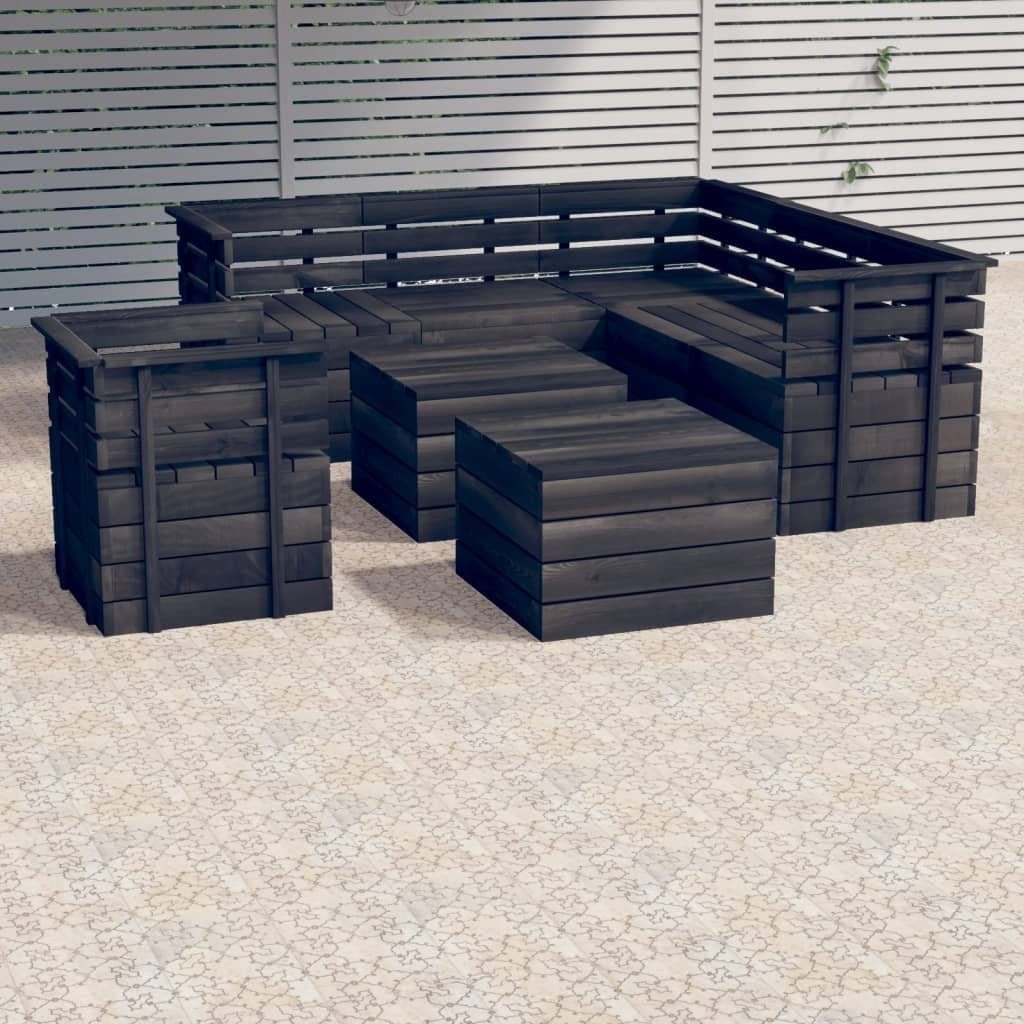 vidaXL Gartenlounge-Set 8-tlg. Paletten Garten-Sofagarnitur aus Kiefernholz Dunkelgrau, Braun (8-tlg)