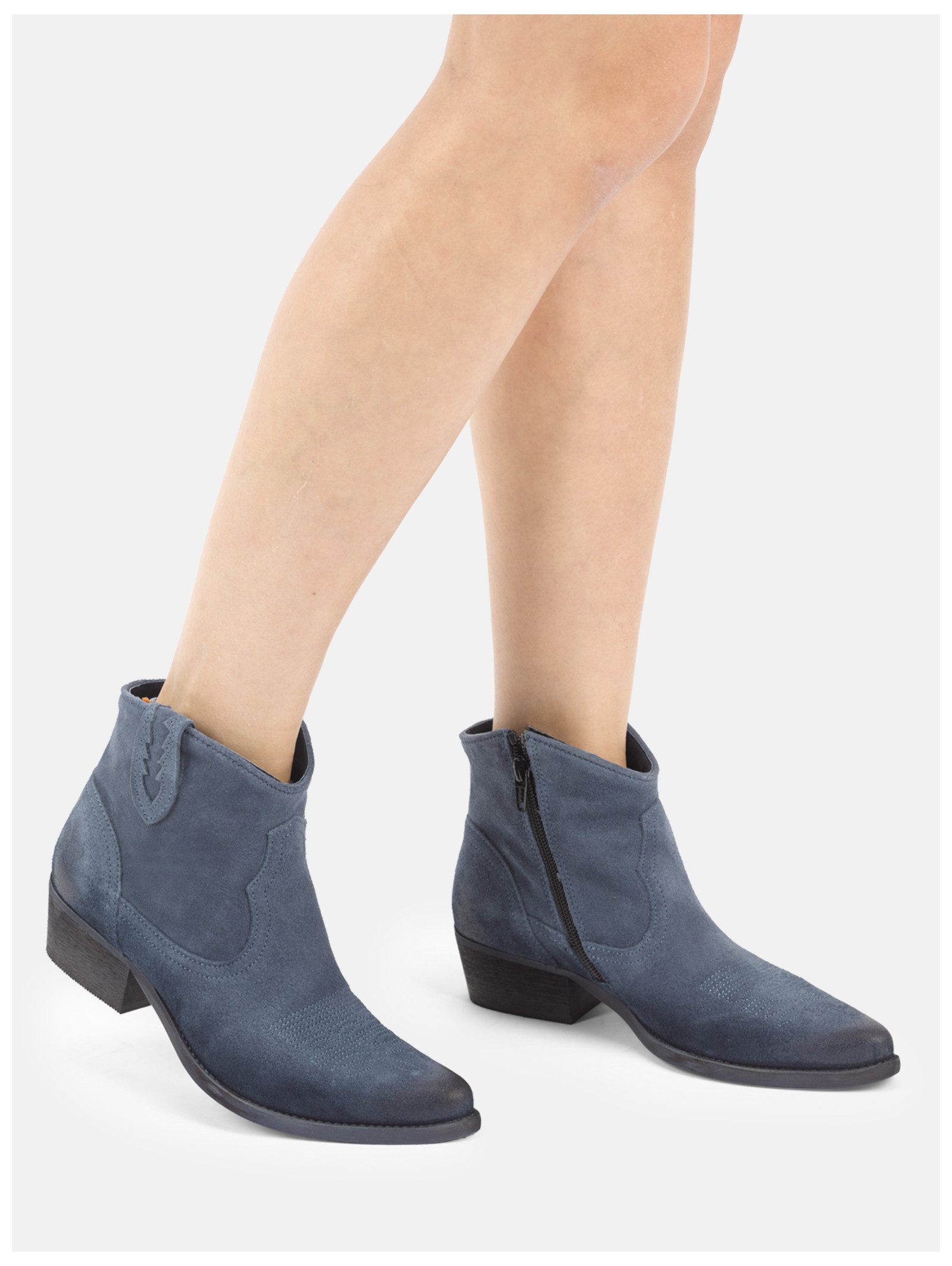 Felmini Stiefelette Veloursleder . Cowboy Stiefelette