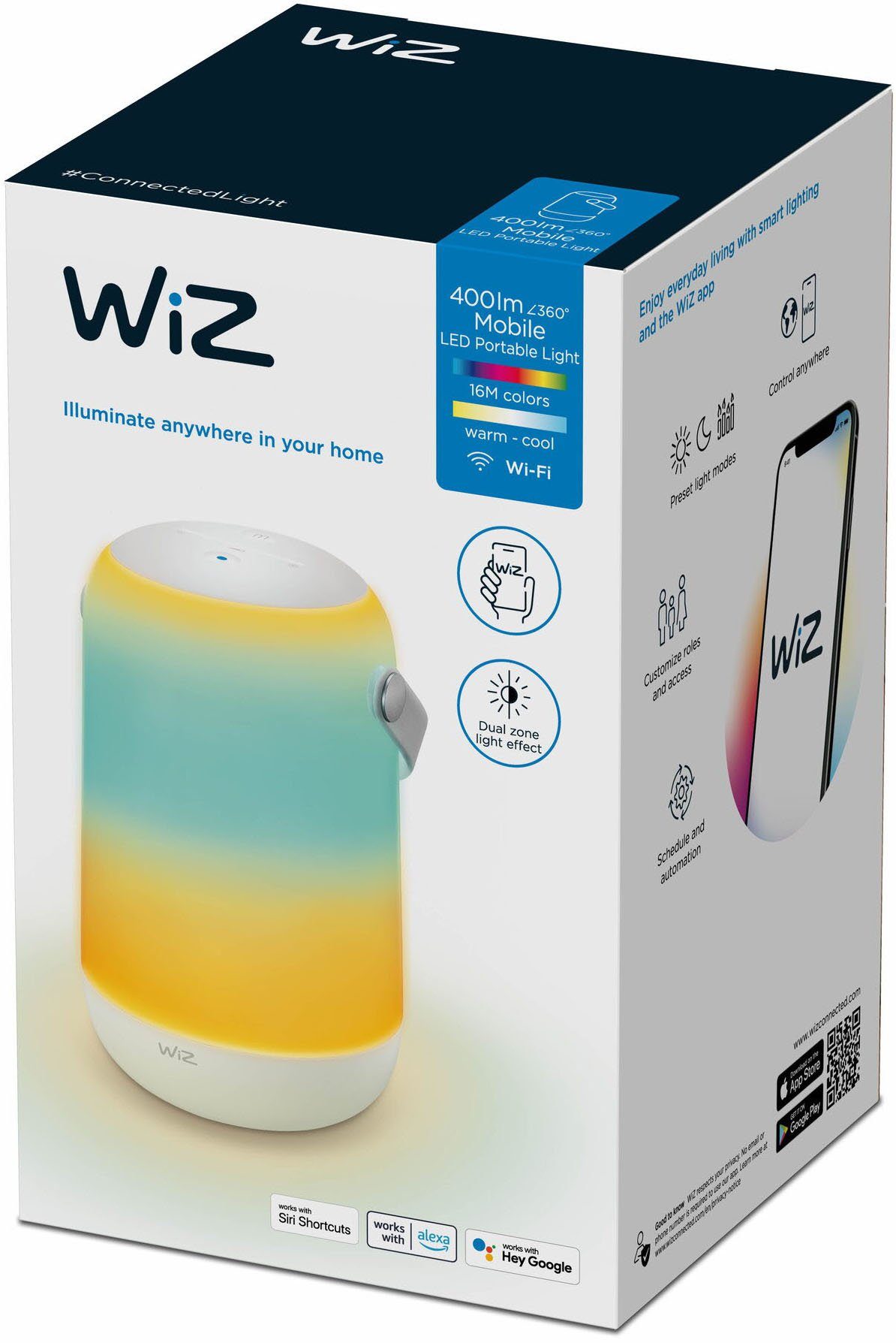 WiZ LED Laterne Portable, LED warmweiß - kaltweiß, integriert, Tragbar fest