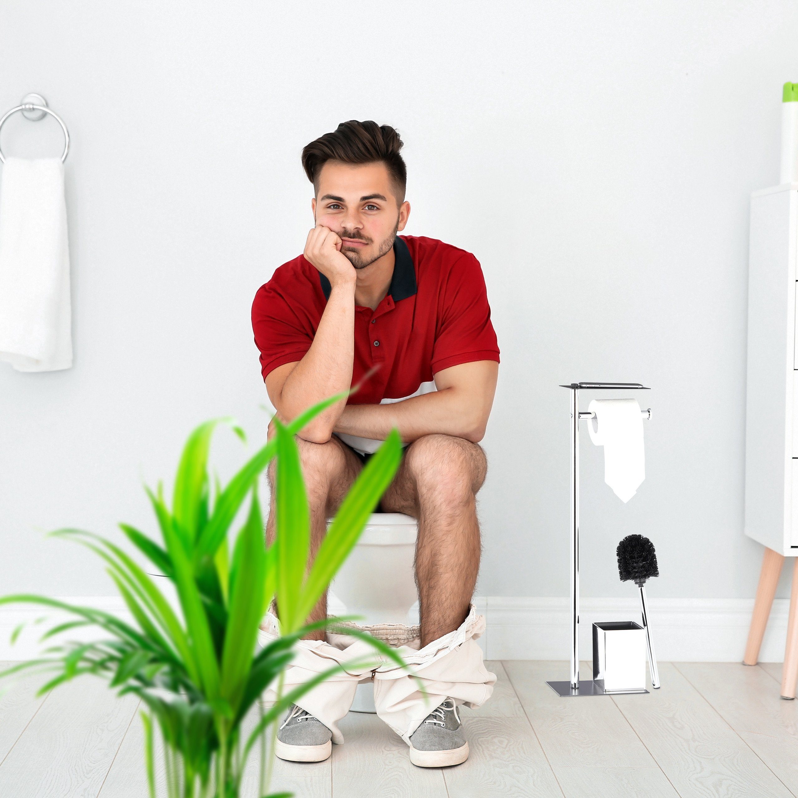 mit Ablage relaxdays Badezimmer-Set Garnitur WC